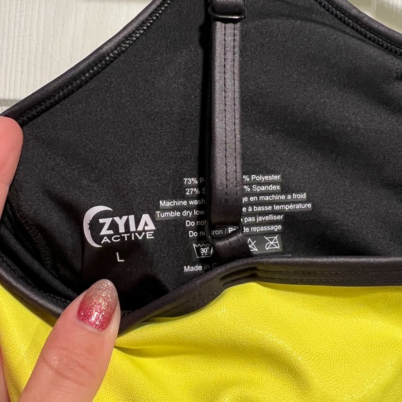 Zyia Active Yellow Metallic Adj Sports Bra Size L - Picture 3 of 3